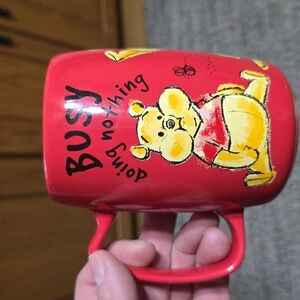 Disney "Busy Doing Nothing" Winnie the Pooh Ceramic Coffee Mug New Old Stock